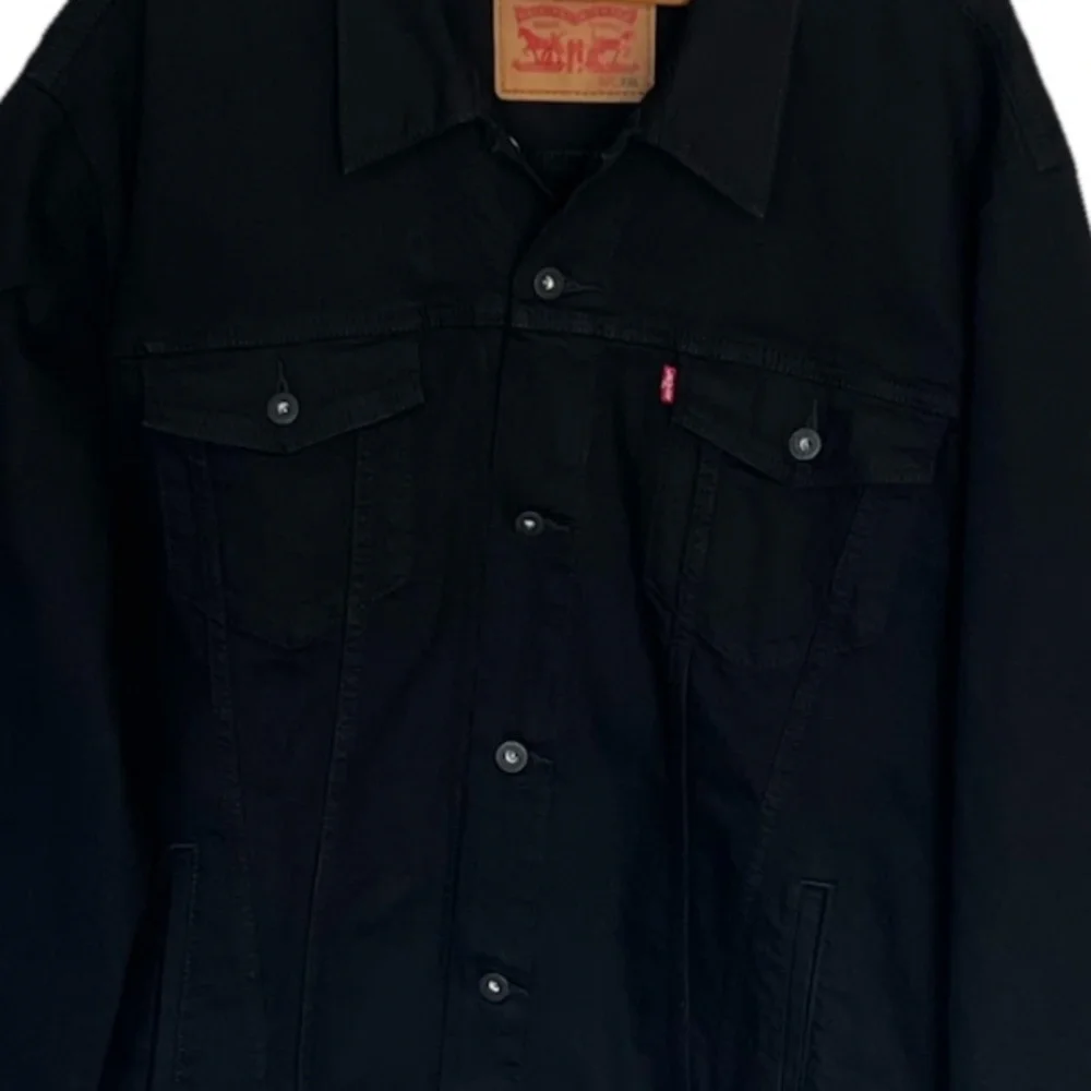 Levi Strauss Trucker Jacket Mens 3XL Black Denim Button Front Classic Cotton - Picture 4 of 5